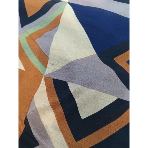 Vintage Oscar De La Renta MCM Geometric Rectangular Fringe Scarf 50" x 11" READ - Picture 9 of 13